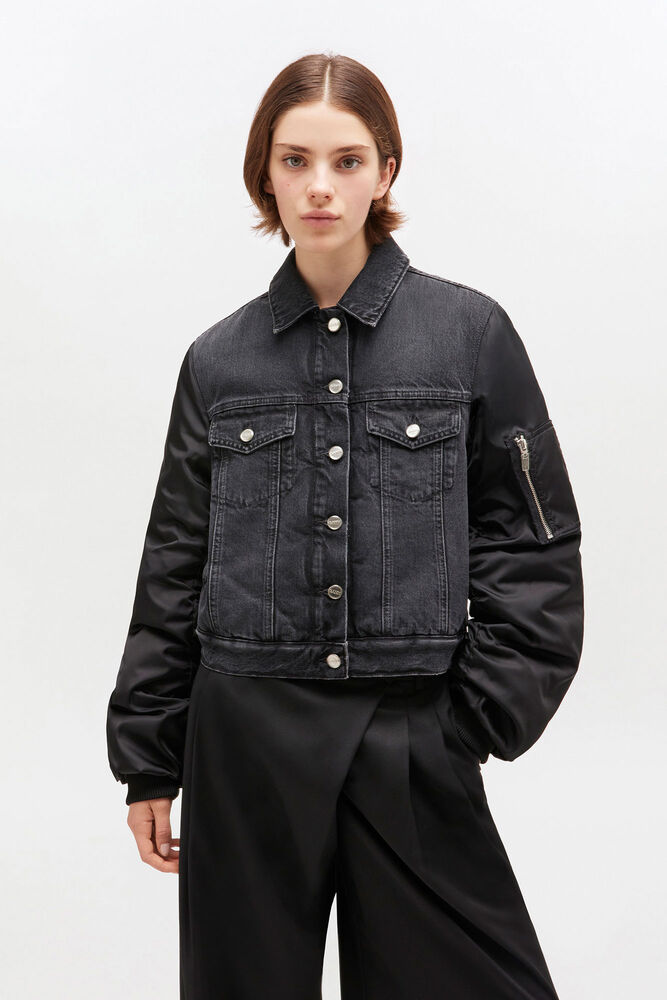 Black Rigid Denim Jacket, Black Washed