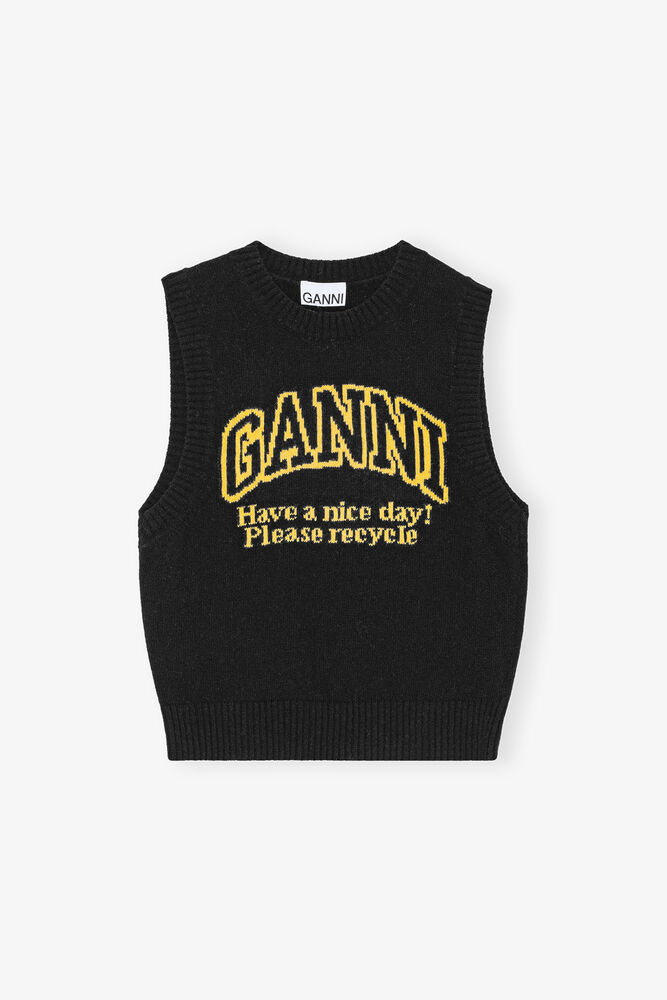 Black Graphic Vest, Black