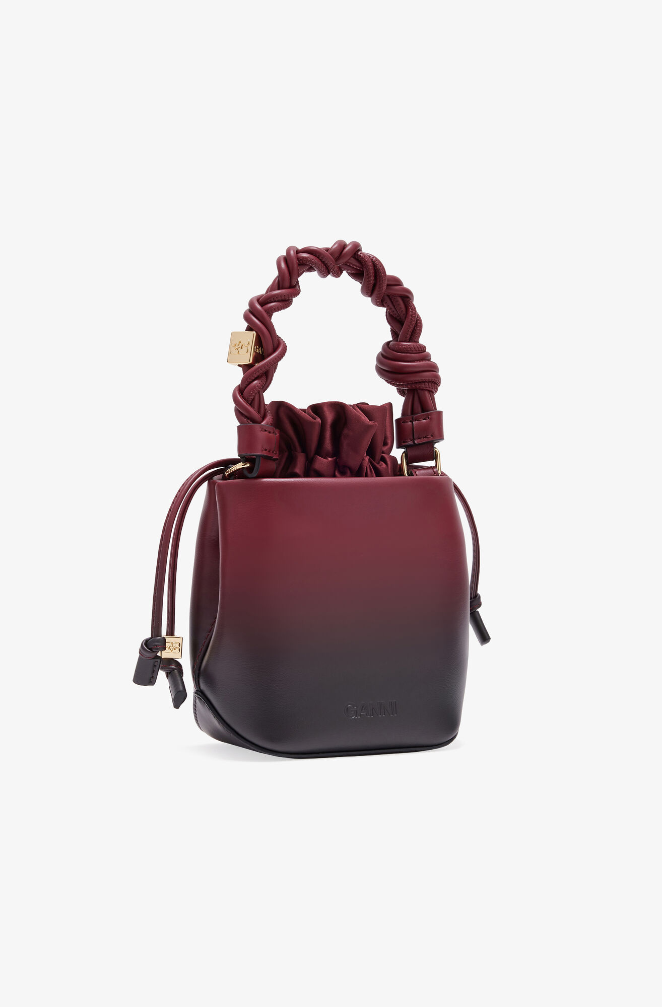 Red Gradient Mini GANNI Bou Bucket Bag, Polyester, in colour Tawny Port - 2 - GANNI
