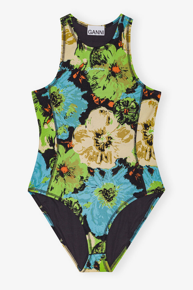 Printed Lycra Jersey Bodystocking, Recycled Polyamide, in colour Multicolour - 1 - GANNI
