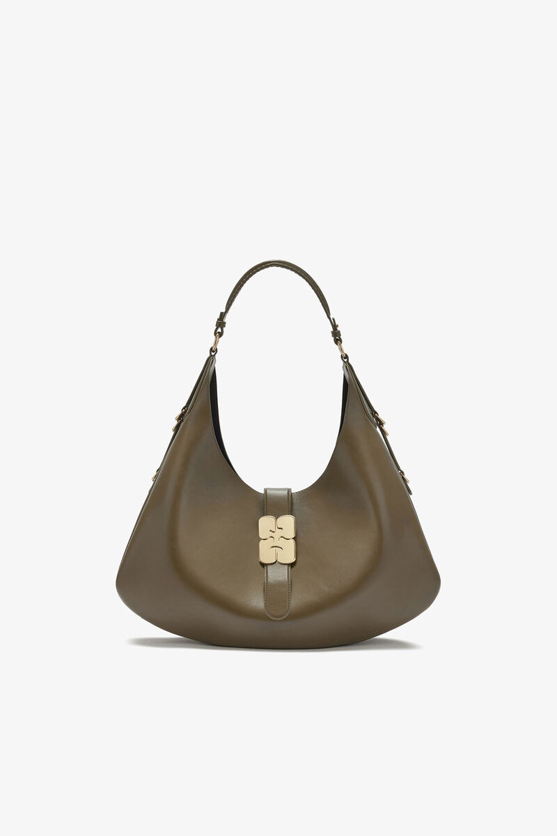 Stor Kat v&auml;ska i gr&ouml;nt, Recycled Leather, in colour Military Olive - 1 - GANNI