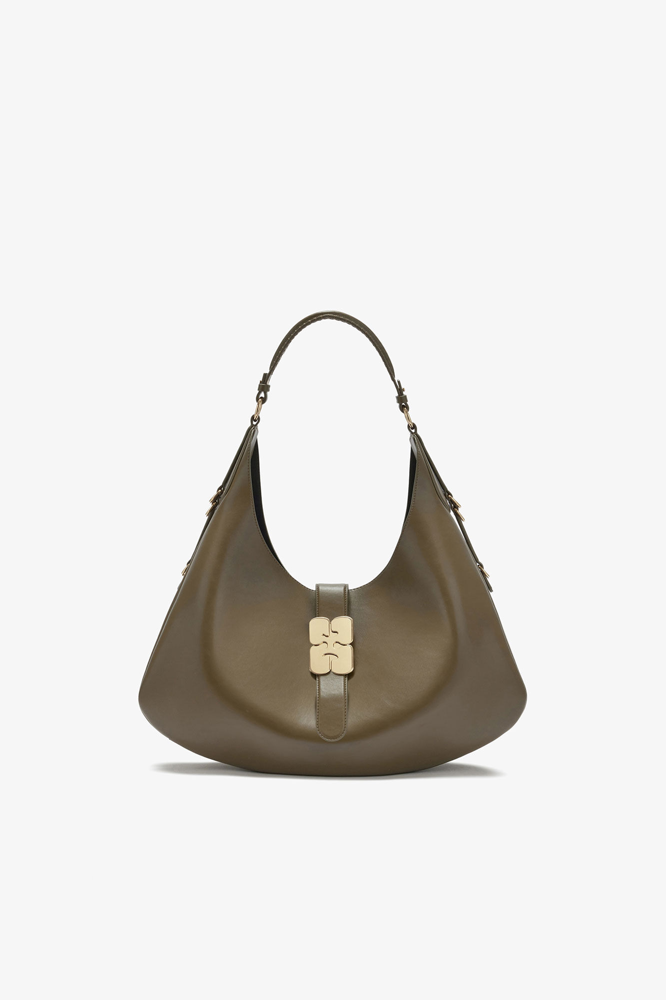 Stor Kat v&auml;ska i gr&ouml;nt, Recycled Leather, in colour Military Olive - 1 - GANNI