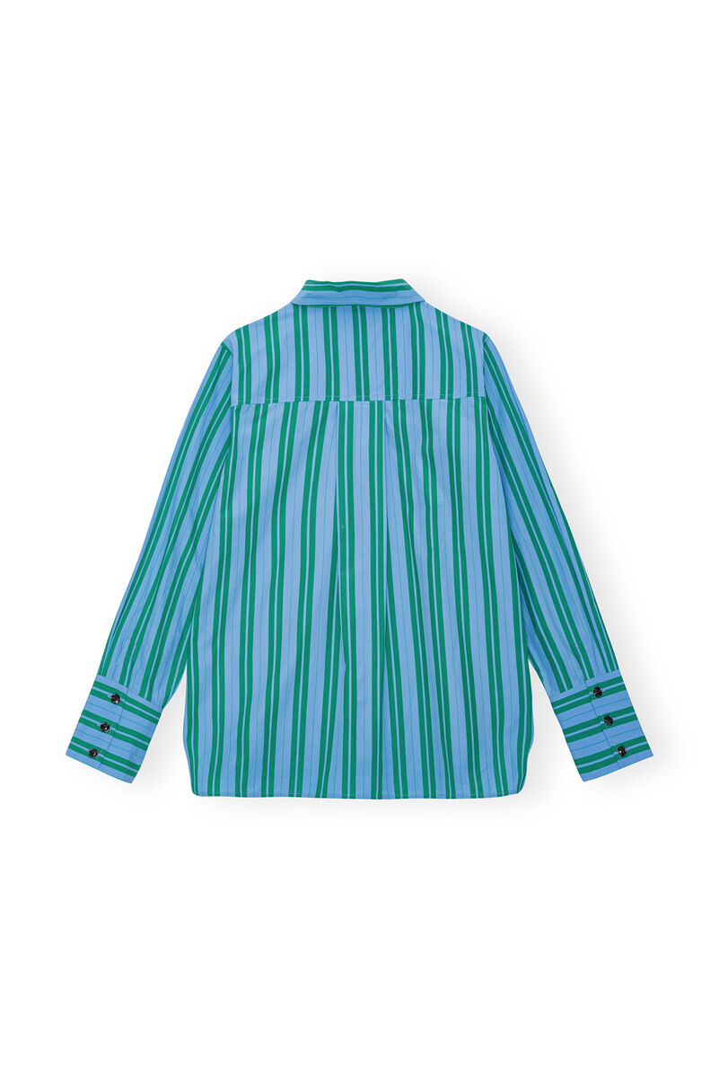 Re-cut Striped Cotton Shirt, Cotton, in colour Silver Lake Blue - 2 - GANNI
