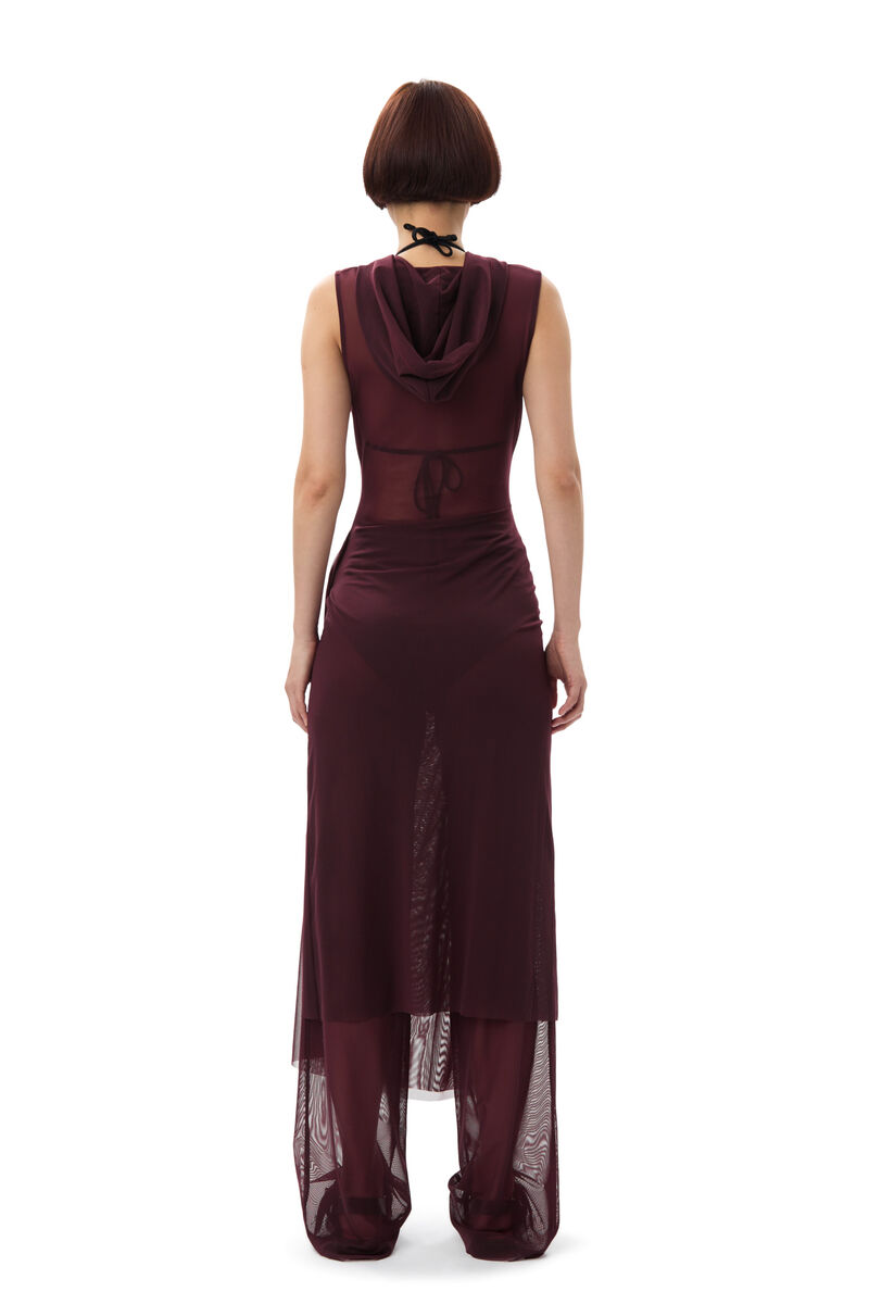 GANNI x Paloma Elsesser Mesh Sleeveless Layer-kjole, Recycled Nylon, in colour Port Royale - 8 - GANNI