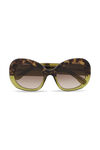 Biodegradable Acetate Oversized Retro Sunglasses, Biodegradable Acetate, in colour Green Bay - 1 - GANNI