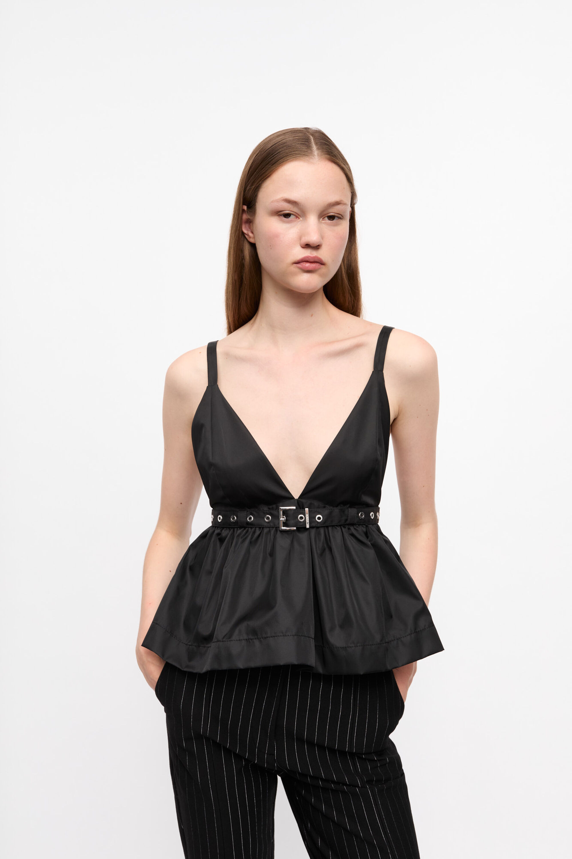 Black Black Duchesse Nylon Strap Top | GANNI IT