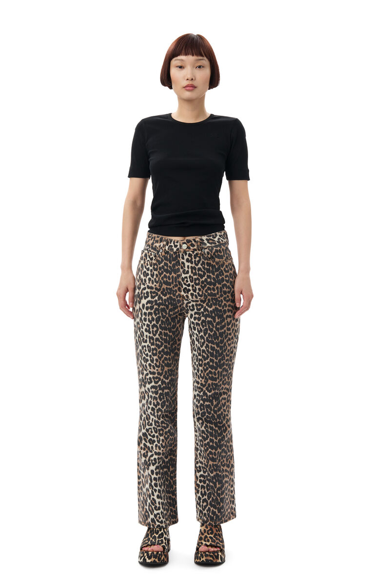 Leopard Butterfly Platform Satin Sandals, Polyester, in colour Leopard - 2 - GANNI