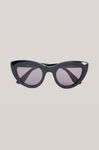 Rounded Cateye Solbriller, in colour Black - 1 - GANNI