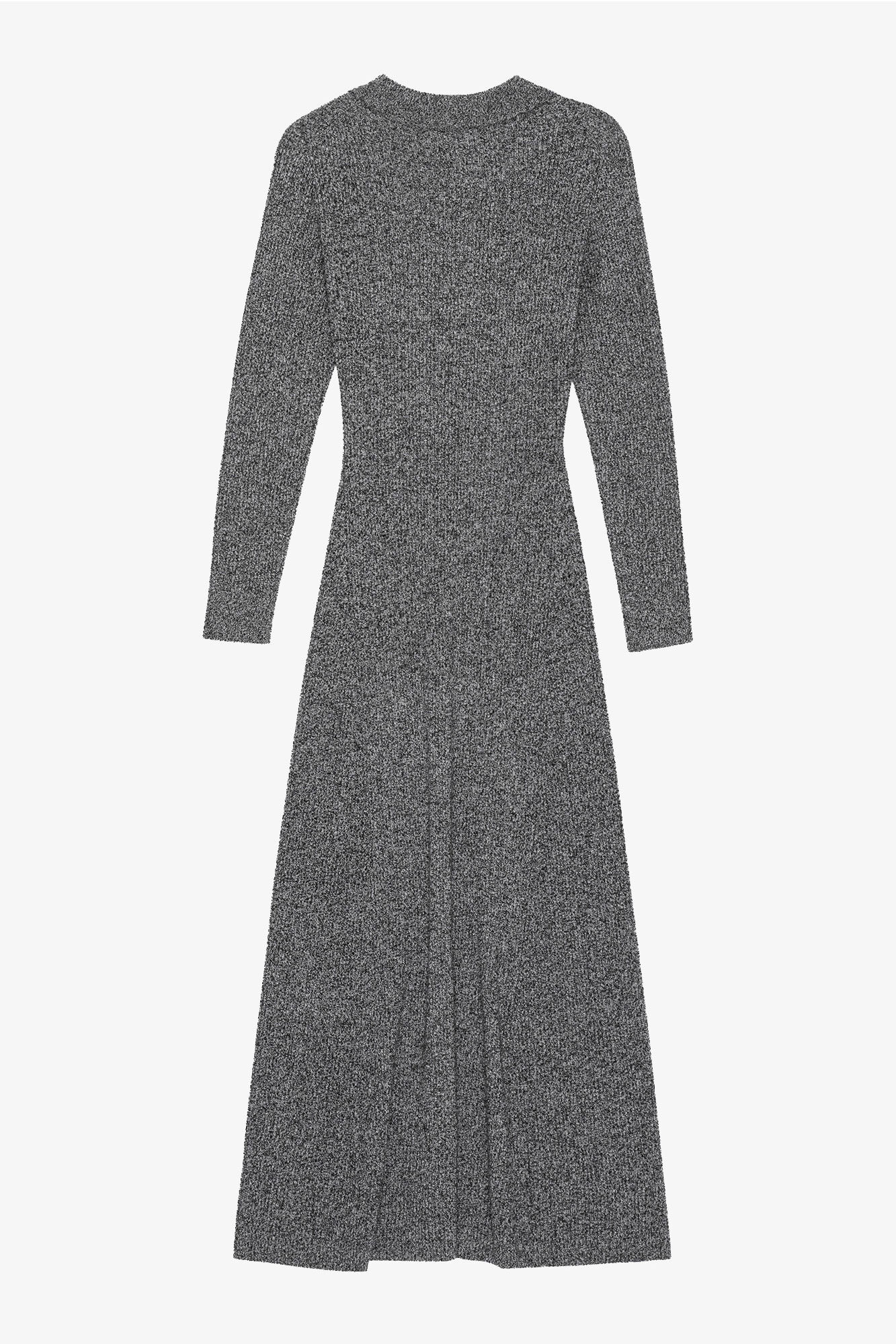 Grey Collar Maxi Dress, Cashmere, in colour Ebony Melange - 2 - GANNI