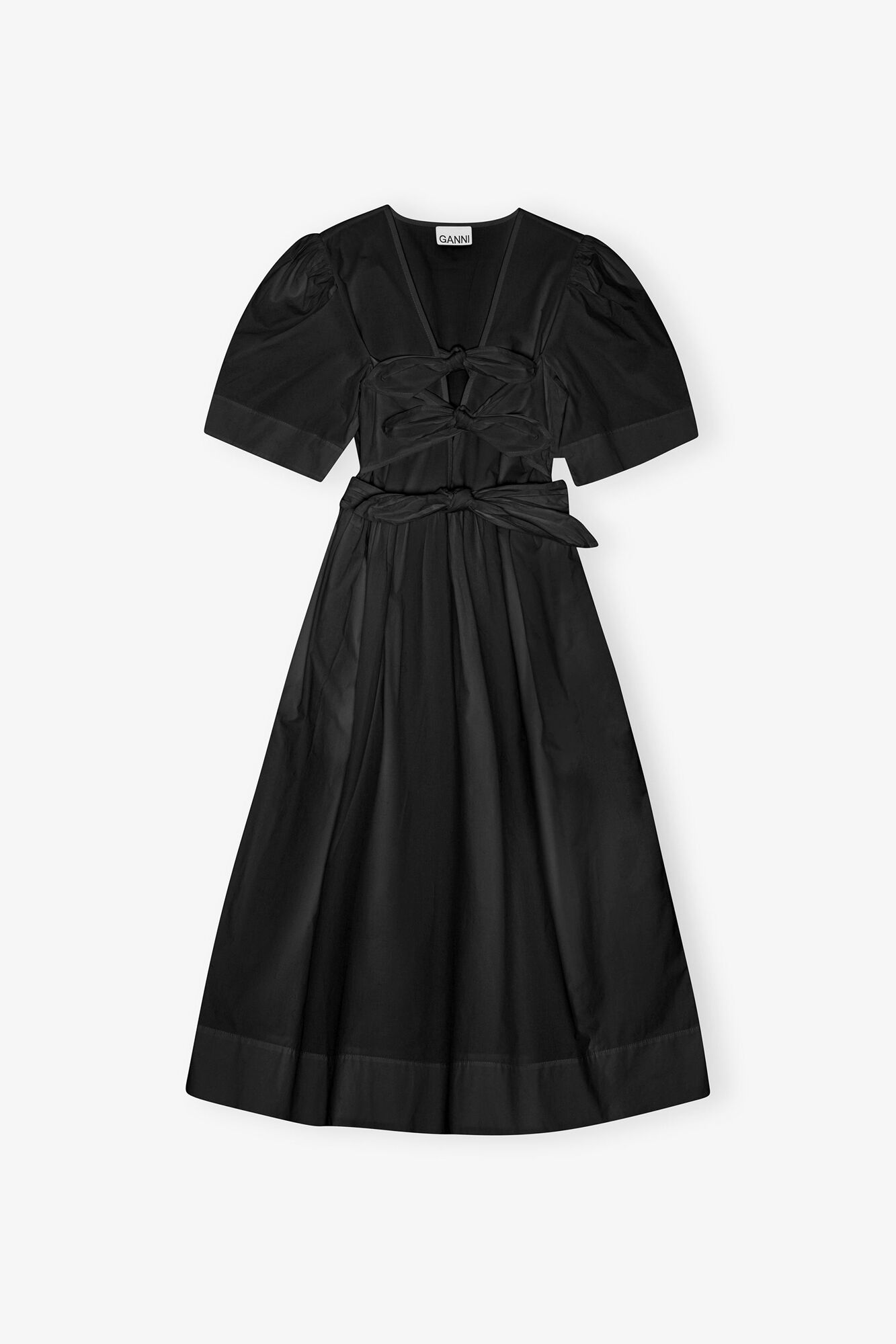 Black Stretch Cotton Dress, in colour Black - 1 - GANNI