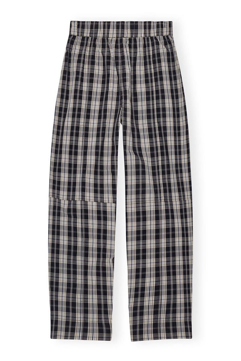 Pantalon Checkered Cotton Elasticated Curve, Cotton, in colour Black - 2 - GANNI