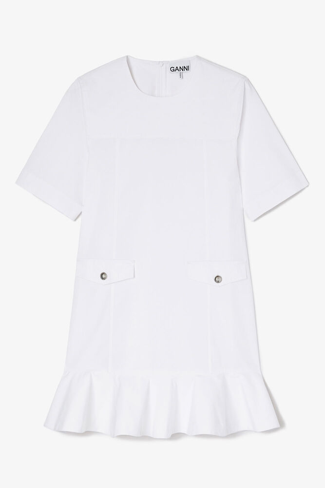 Stretch Cotton Mini Dress, Bright White