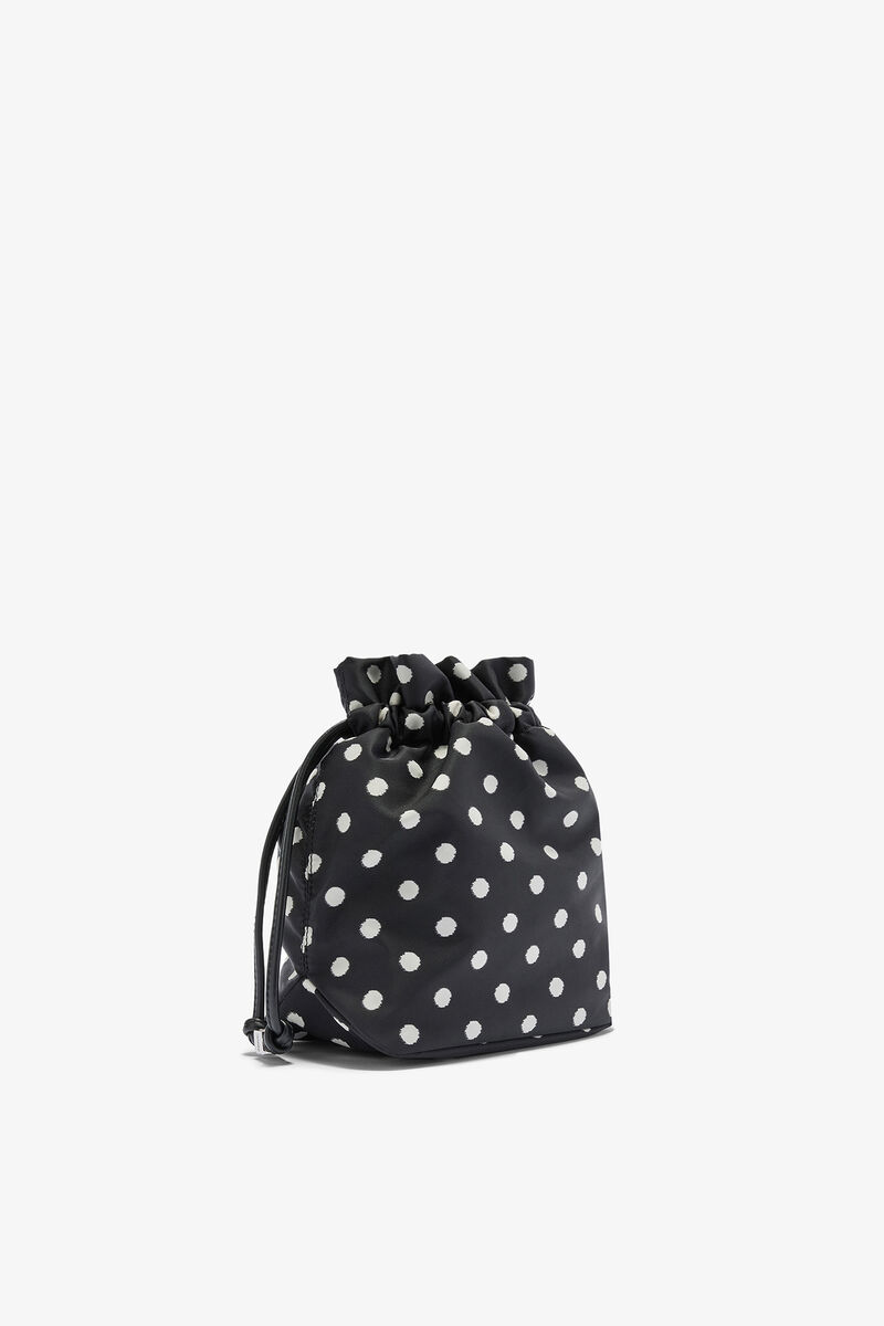 Printed Bou Bucket Pouch with Dots, Recycled Nylon, in colour Black - 2 - GANNI