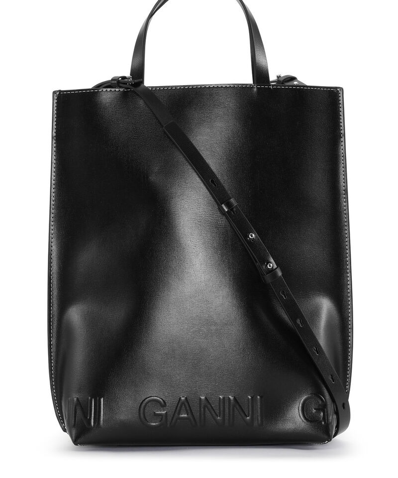 Medium Tote Bag, Polyurethane, in colour Black - 1 - GANNI