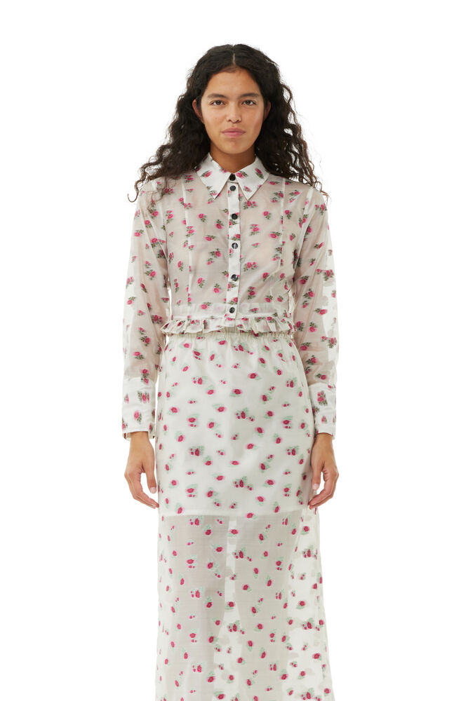 Floral Organza Jacquard Hemd, Tofu