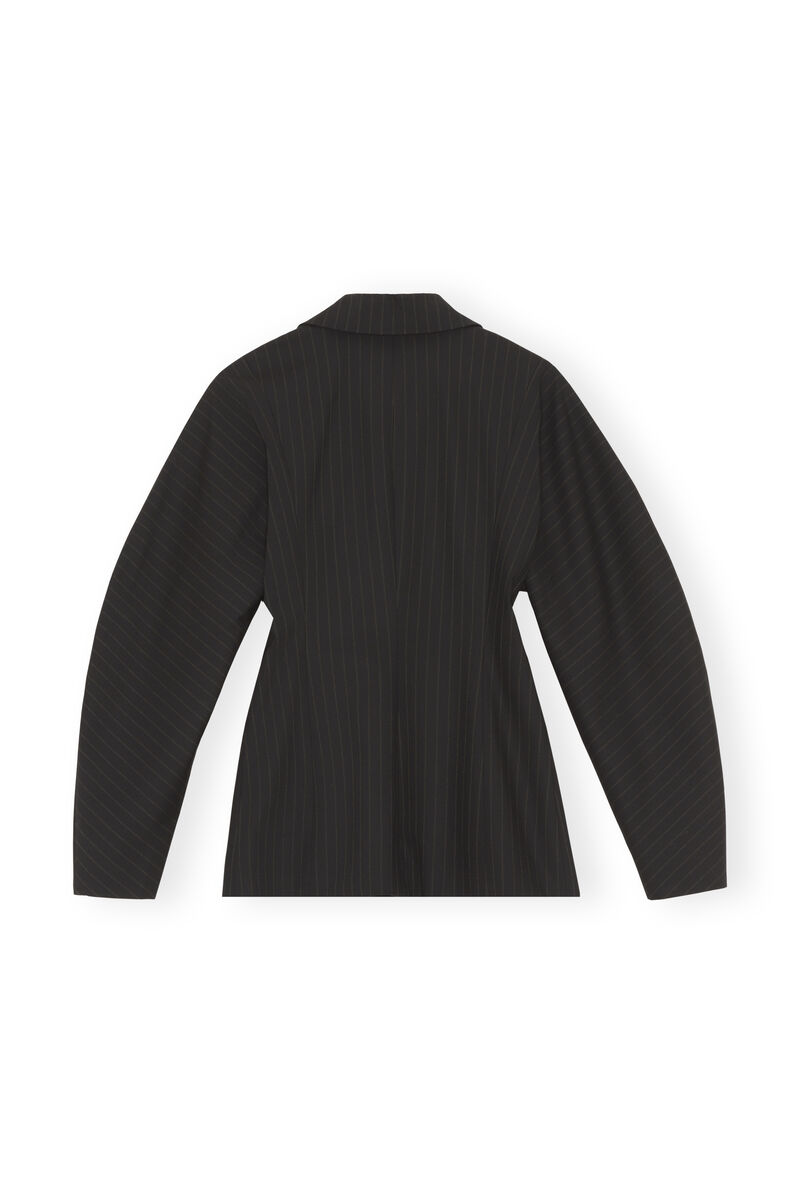 Striped Blazer, Elastane, in colour Black - 2 - GANNI