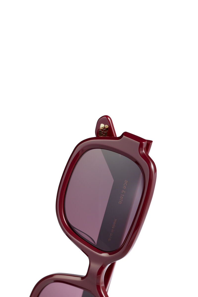 GANNI x Ace & Tate Twiggy Sunglasses, Acetate, in colour Burgundy - 5 - GANNI