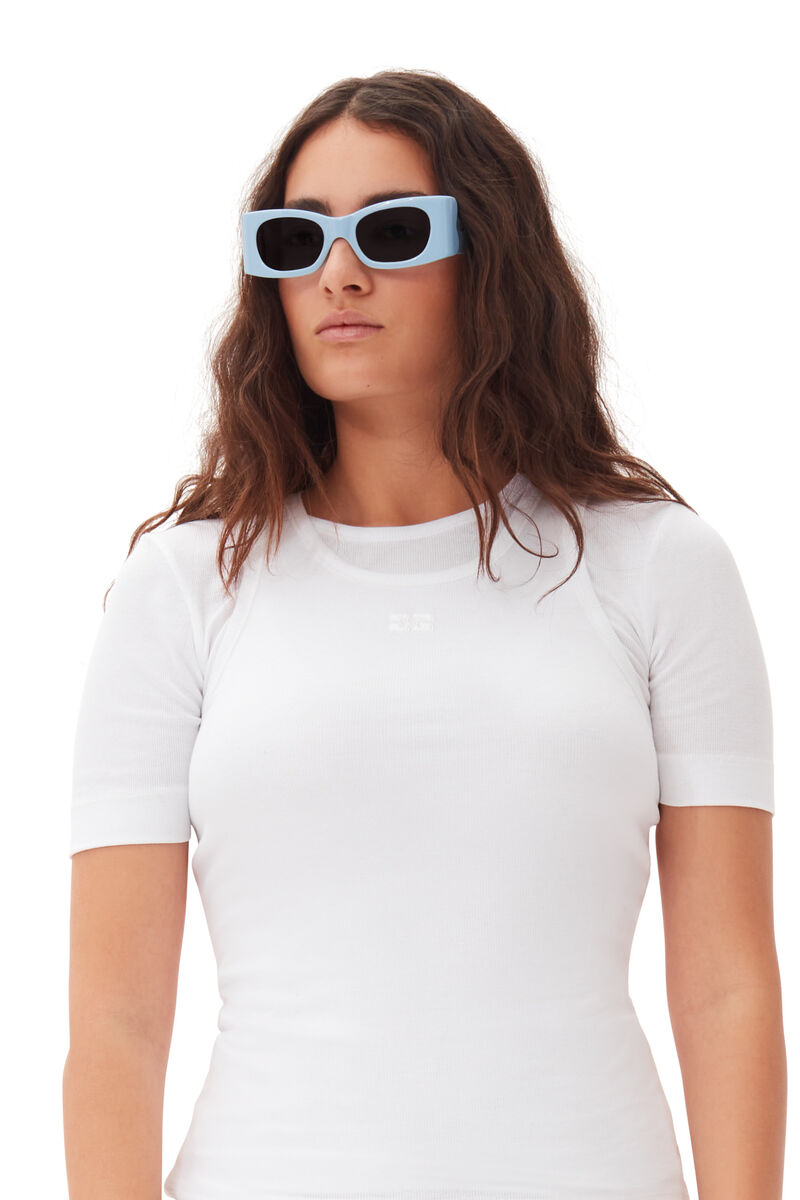 GANNI x Ace & Tate Baby Blue Kayla Solbriller , Acetate, in colour Baby Blue - 2 - GANNI