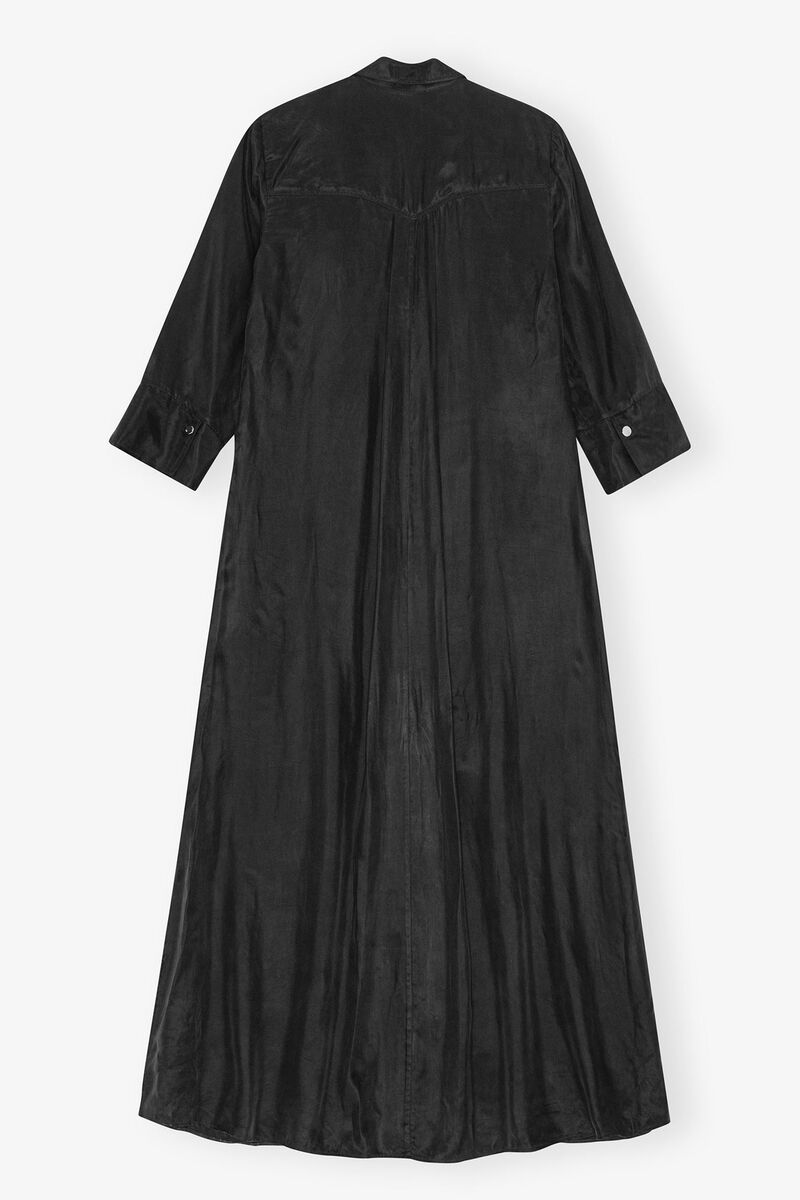 Black Fluid Cupro Maxi Dress, Cupro, in colour Black - 2 - GANNI