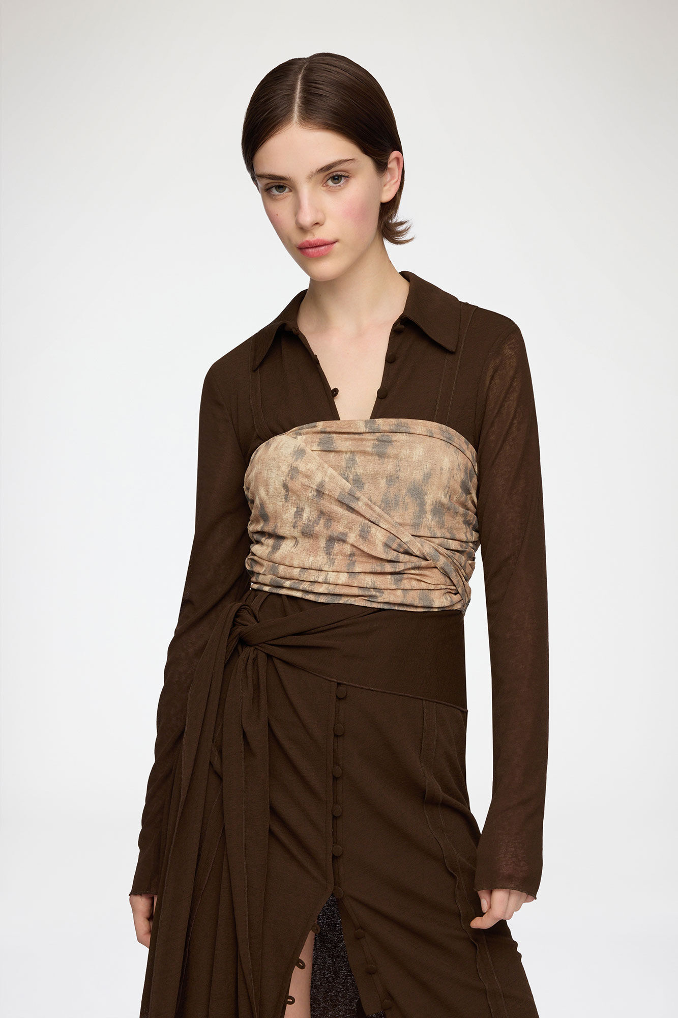 Haut bandeau en maille chin&eacute;e imprim&eacute;e, Recycled Polyester, in colour Burro - 2 - GANNI