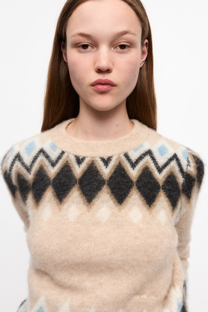 Multicolor Fine Brushed Alpaca Sweater, Alpaca, in colour Latte - 4 - GANNI