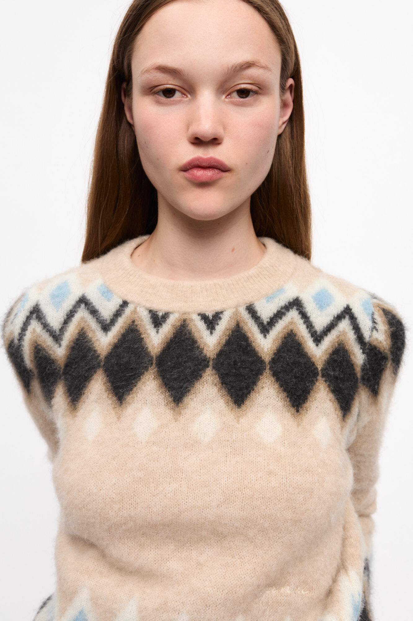 Multicolor Fine Brushed Alpaca Sweater, Alpaca, in colour Latte - 4 - GANNI