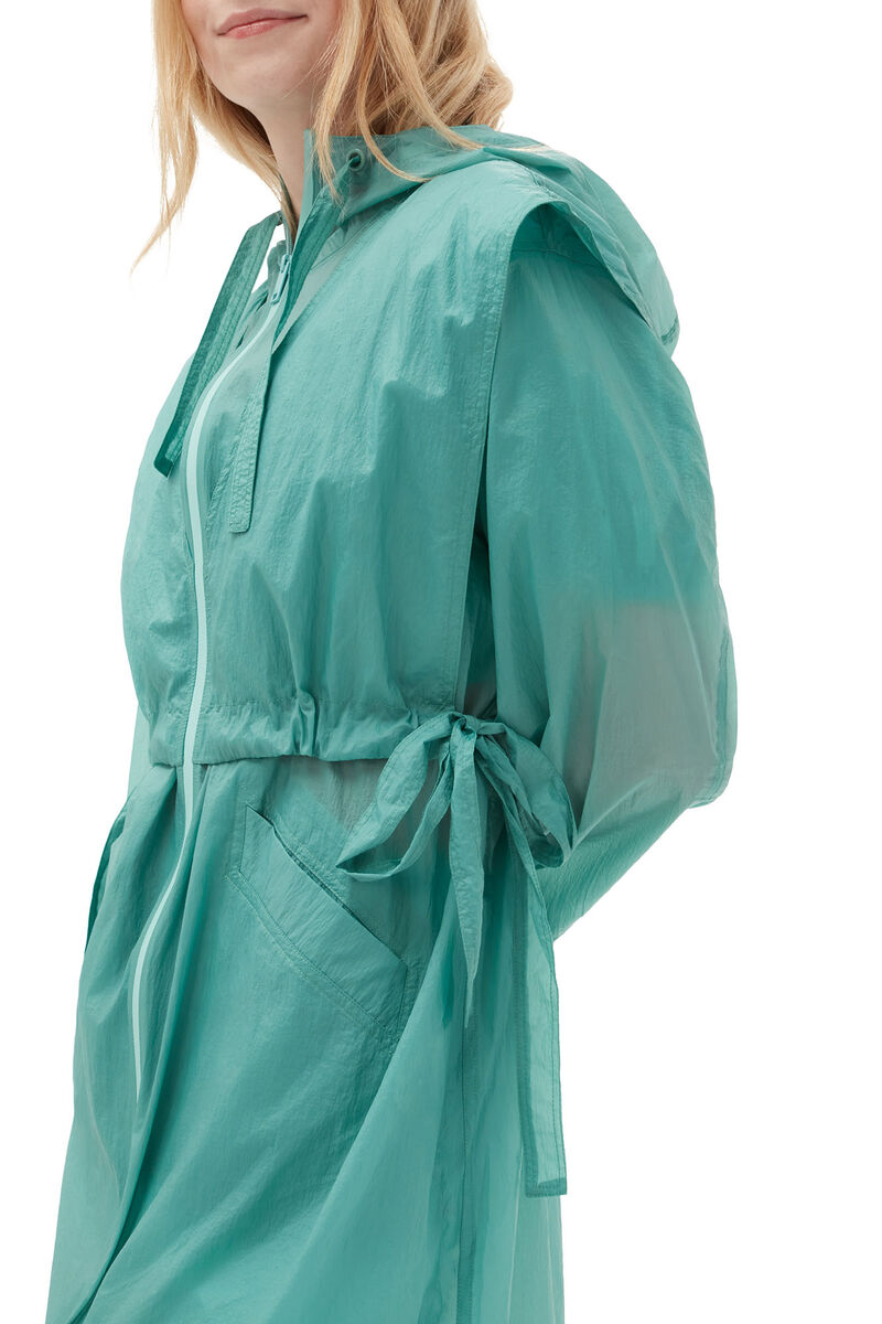 Oversized Zipper Coat, Recycled Polyamide, in colour Canton - 5 - GANNI