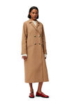 Twill Coat, Recycled Polyester, in colour Petrified Oak - 1 - GANNI