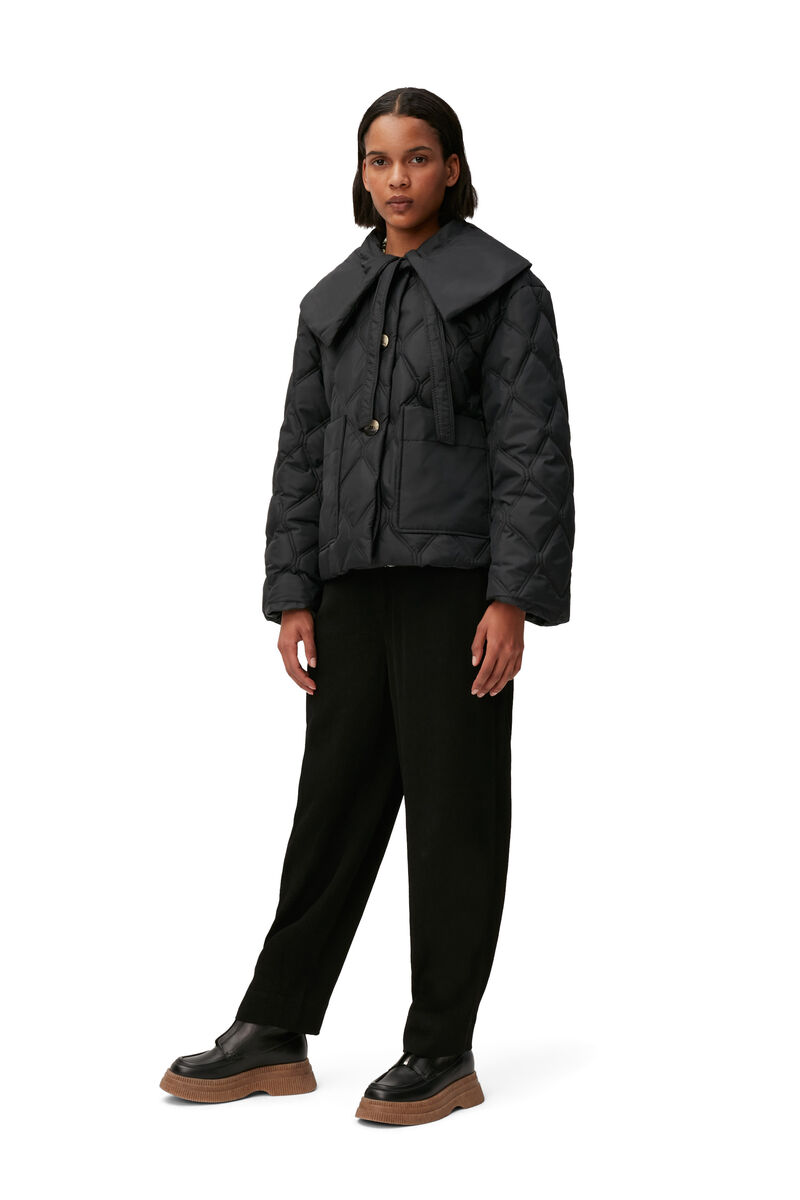 Ripstop-Steppjacke, Recycled Polyester, in colour Black - 2 - GANNI
