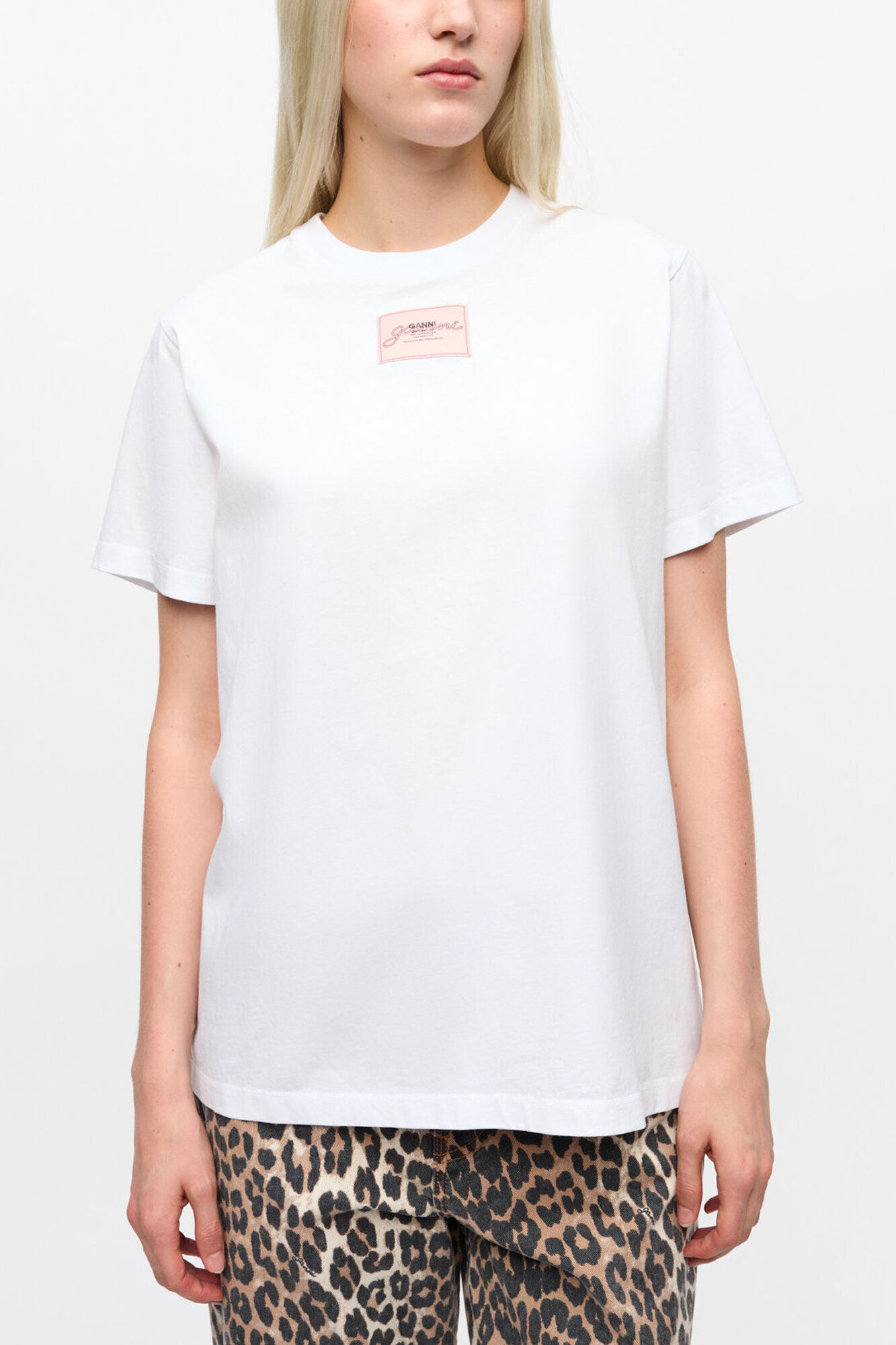 White Basic Jersey Relaxed T-shirt | GANNI KR 가니