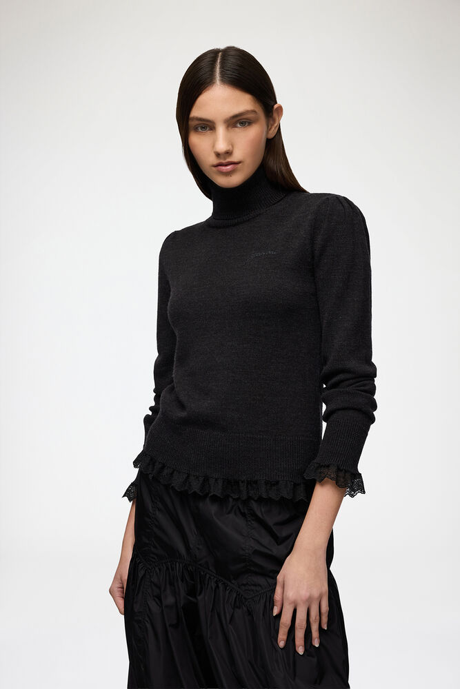 Turtleneck in Lace Merino, Phantom