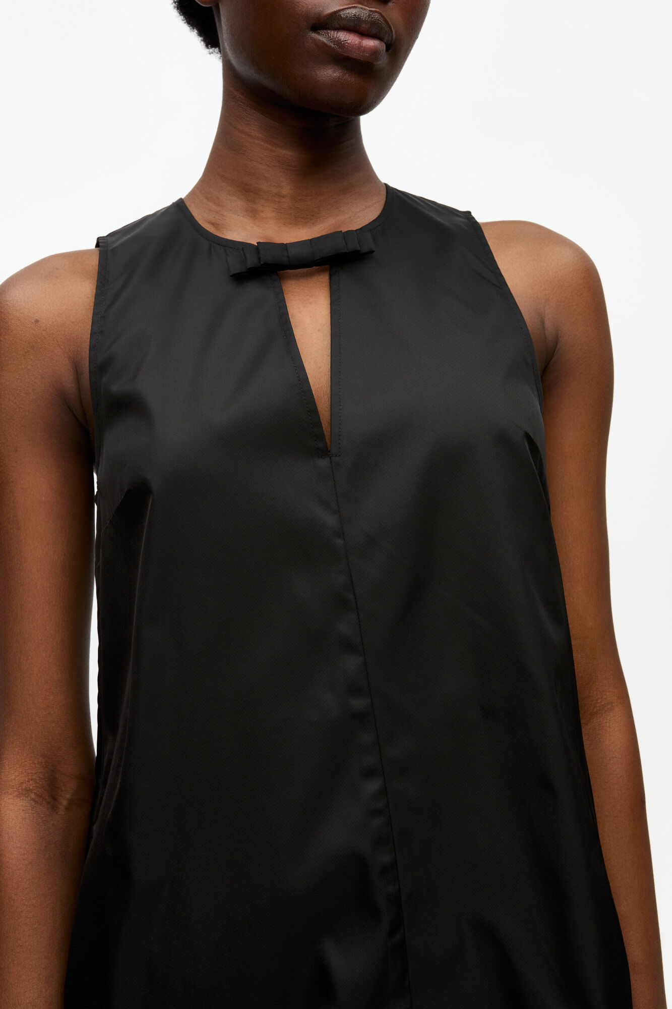 Black Duchesse Nylon Mini Dress, Polyurethane, in colour Black - 5 - GANNI