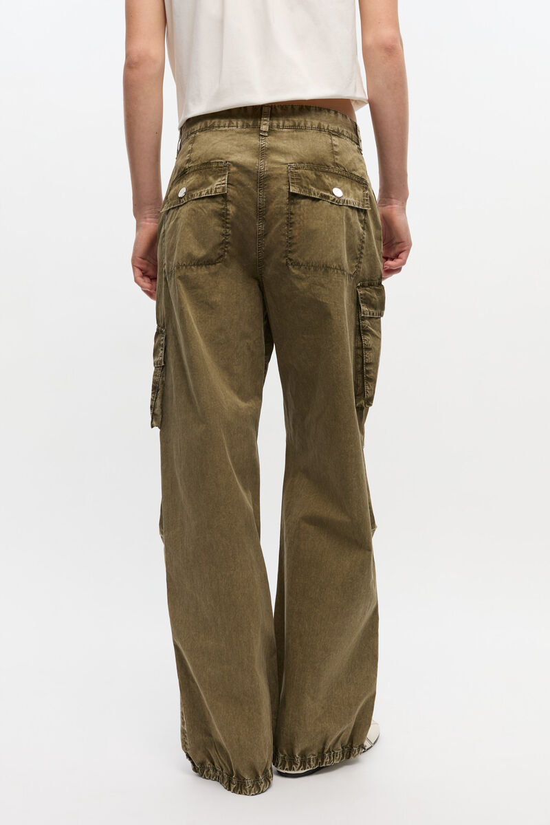 Green Washed Cotton Twill Trousers, Cotton, in colour Kalamata - 3 - GANNI