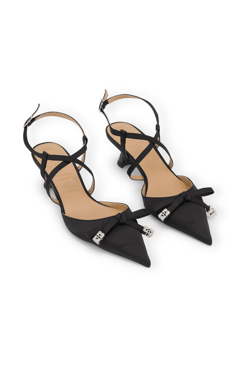 Satin Butterfly Bow Pumps, Polyester, in colour Black - 3 - GANNI