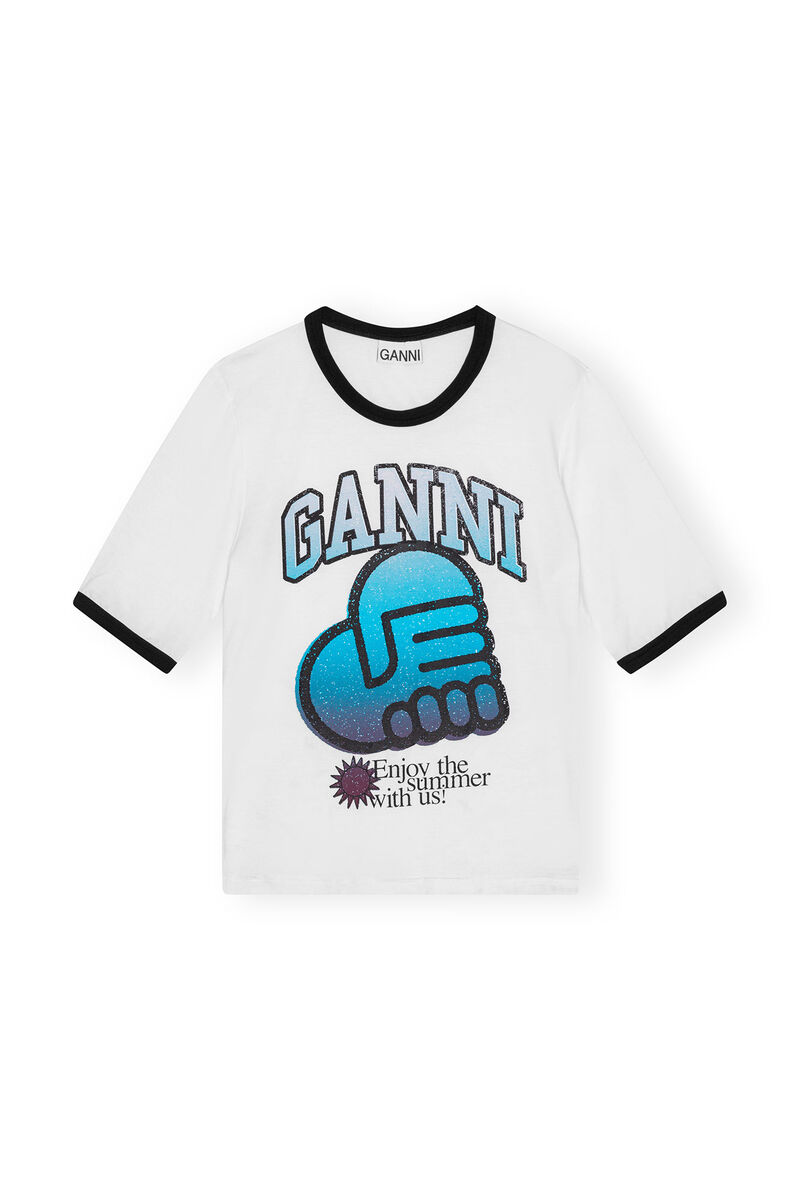 GANNI X ESTER MANAS Fitted Jersey T-shirt , Elastane, in colour Bright White - 1 - GANNI