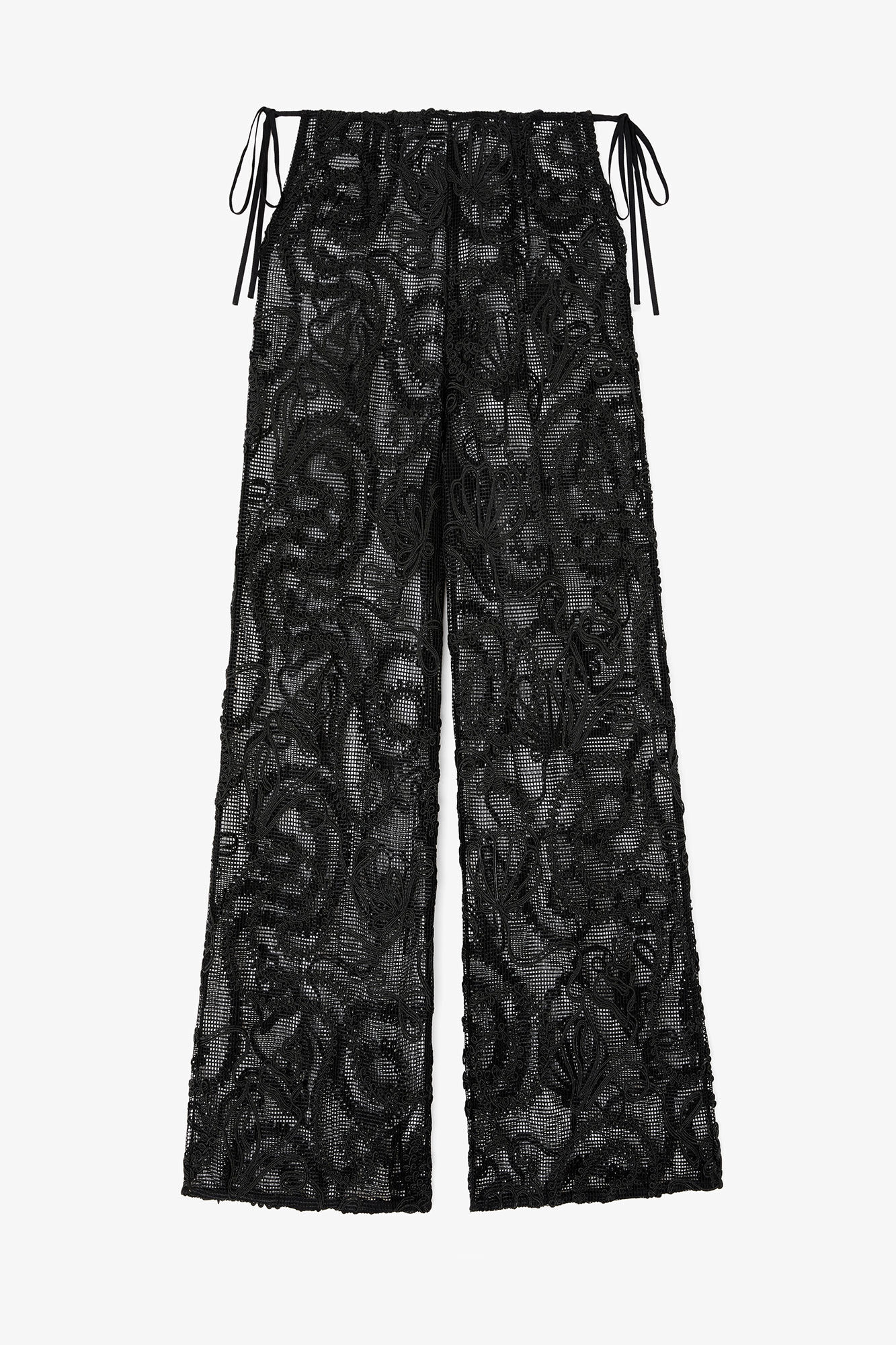 Trousers in Black Net, Recycled Polyester, in colour Black - 1 - GANNI