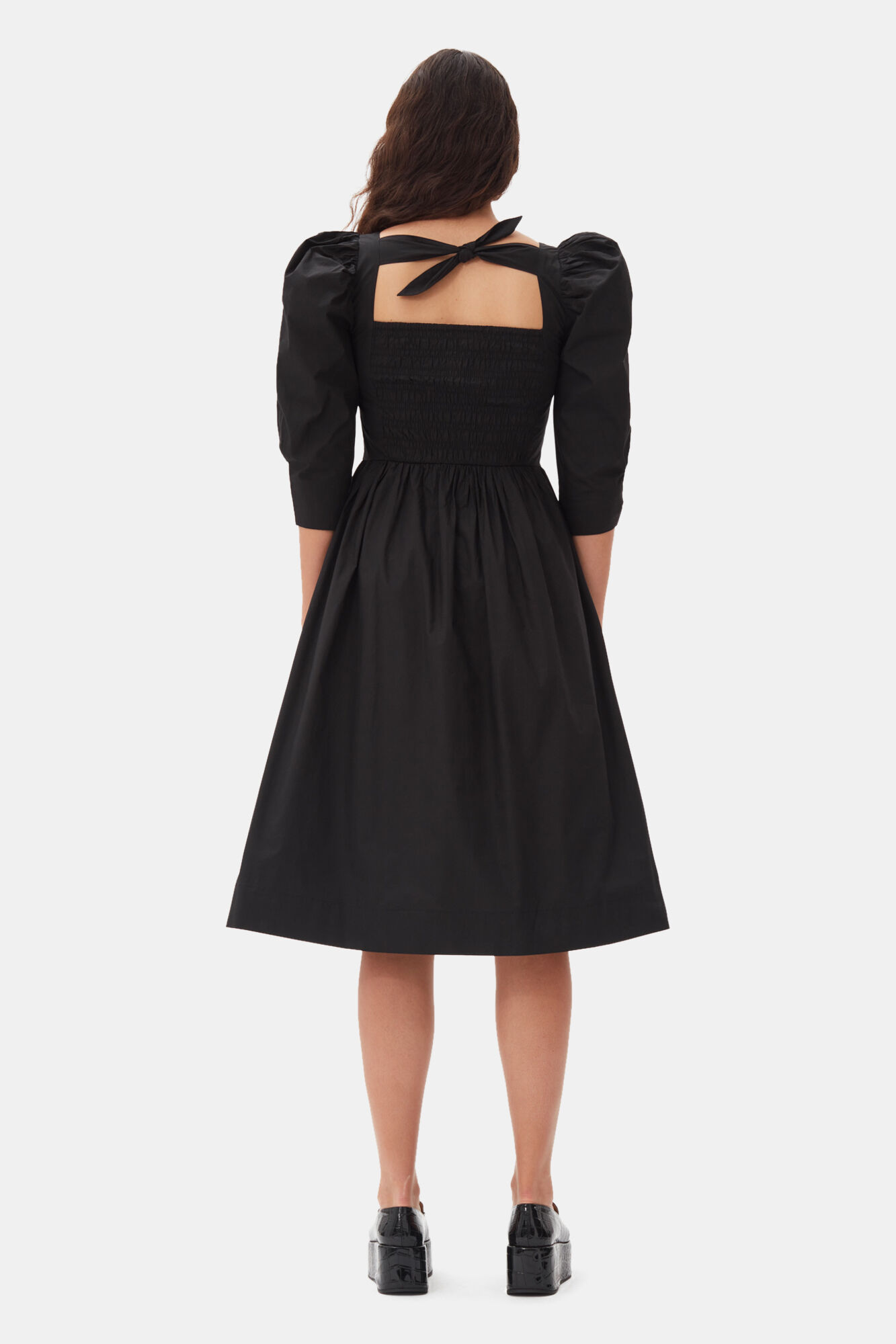 Black Cotton Poplin Smock Kjole, Cotton, in colour Black - 4 - GANNI