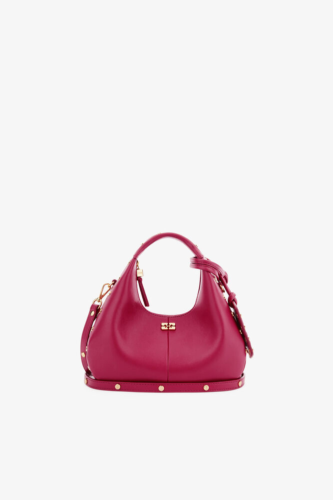 Mini Hobo Bag Studs in Red, Persian Red