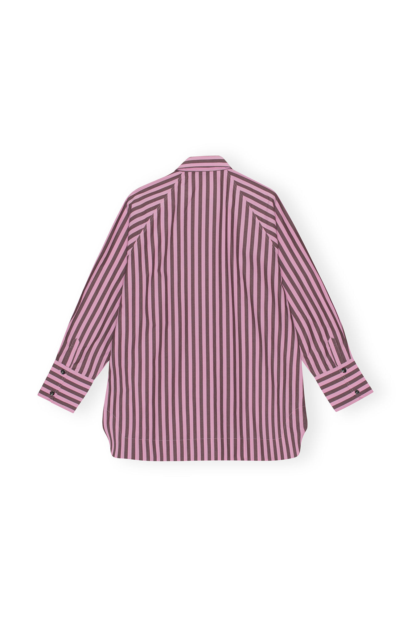 Striped Cotton Oversize Raglan Shirt, Cotton, in colour Bonbon - 2 - GANNI