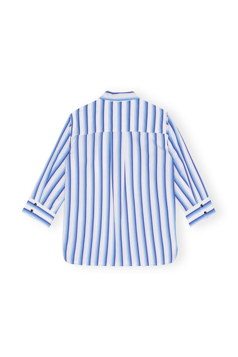 Chemise Blue Striped Cotton Oversized, Cotton, in colour Silver Lake Blue - 2 - GANNI