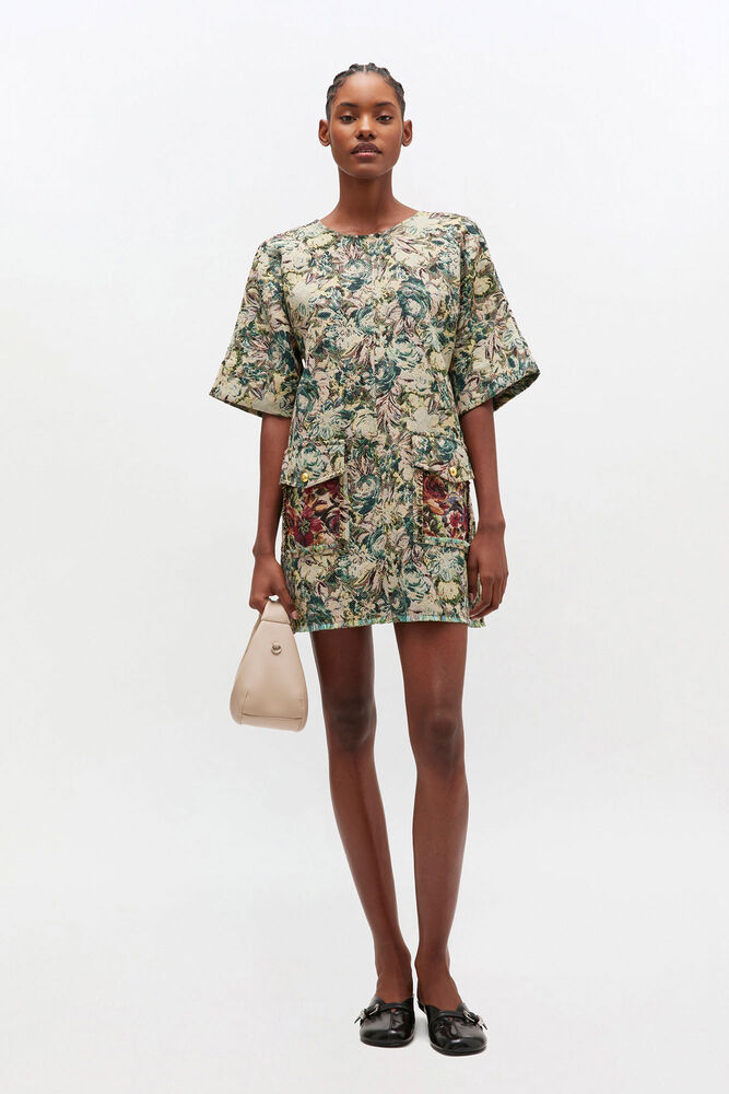Robe kimono à motif tapisserie, Jadeite