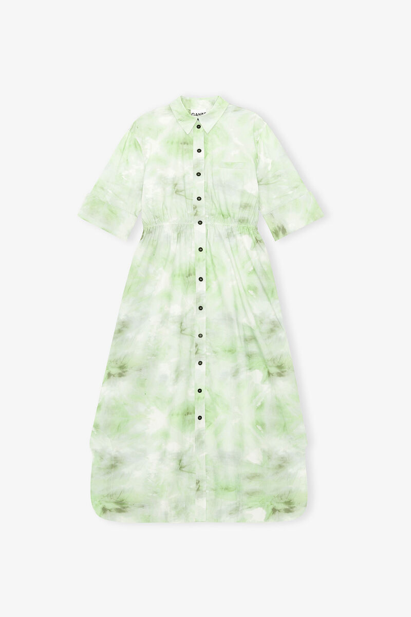 Printed Cotton Poplin Shirt Dress, Cotton, in colour Kelly Green - 1 - GANNI