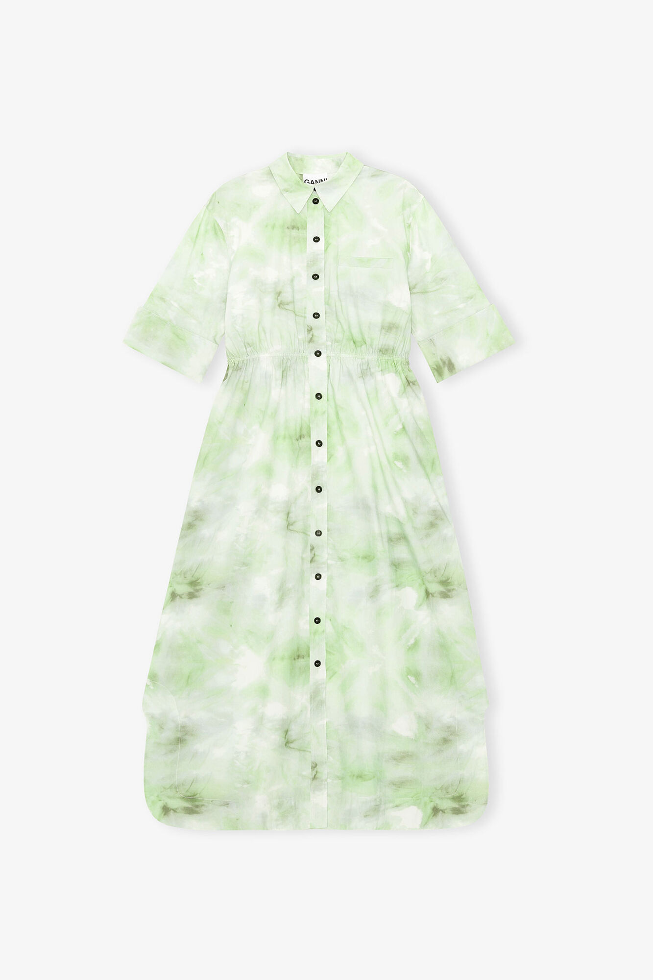 Printed Cotton Poplin Shirt Dress, Cotton, in colour Kelly Green - 1 - GANNI