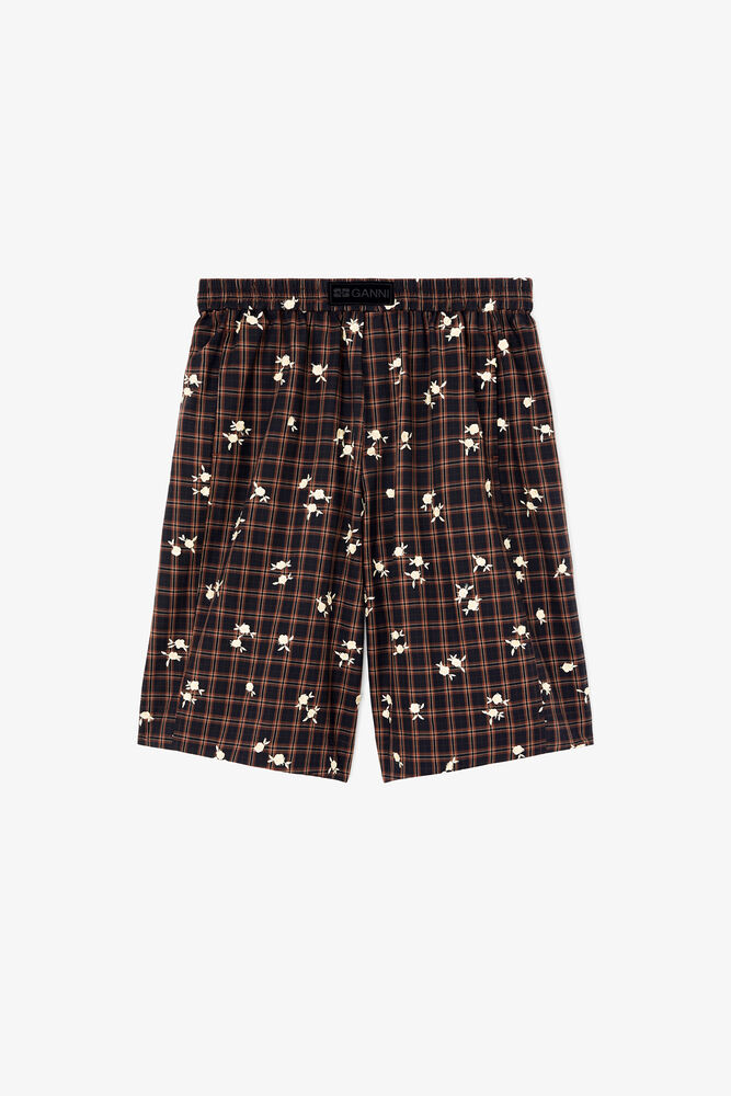 Shorts in Printed Check, Cappuccino