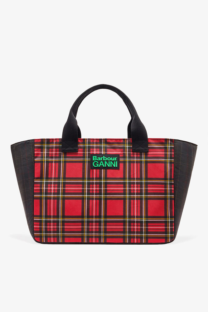 Red Tartan Tote, Dark Green