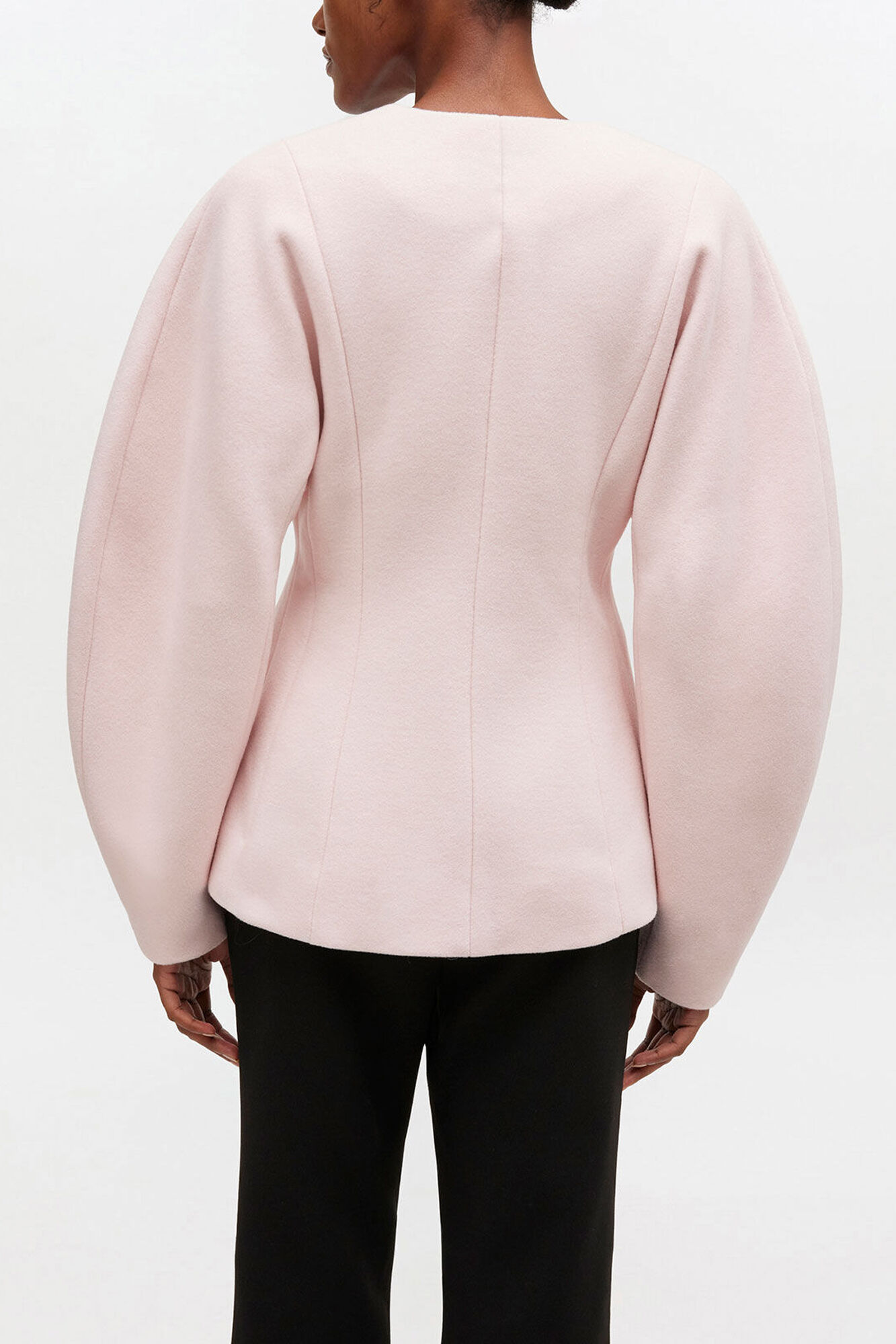 ノーカラージャケット GANNI - Nodress Pink Suede Baroque Suit Pink Wool Blazer | GANNI US