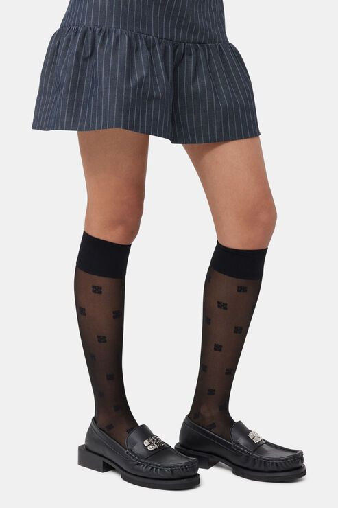 Ganni Black Butterfly Logo Loafers In Black
