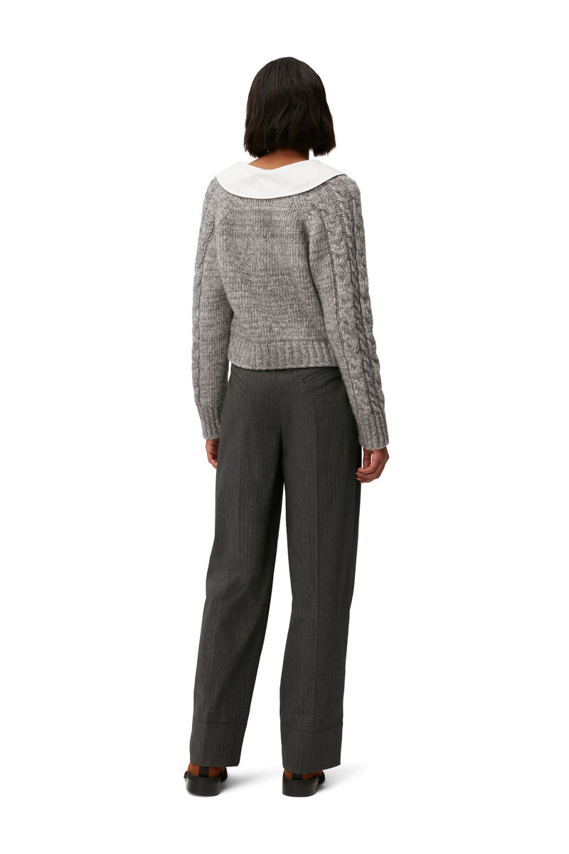 Chunky Cable Cardigan, Acryl, in colour High Rise - 2 - GANNI
