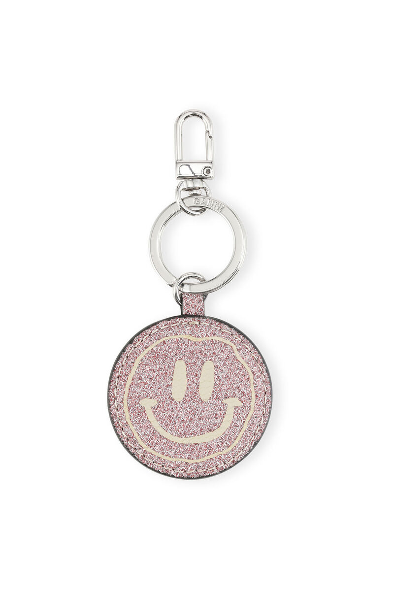 Banner Smiley Glitter Keychain, in colour Light Lilac - 1 - GANNI