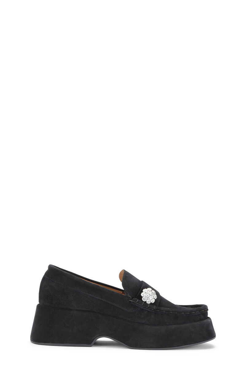 Retro Jewel Loafers, Leather, in colour Black - 1 - GANNI